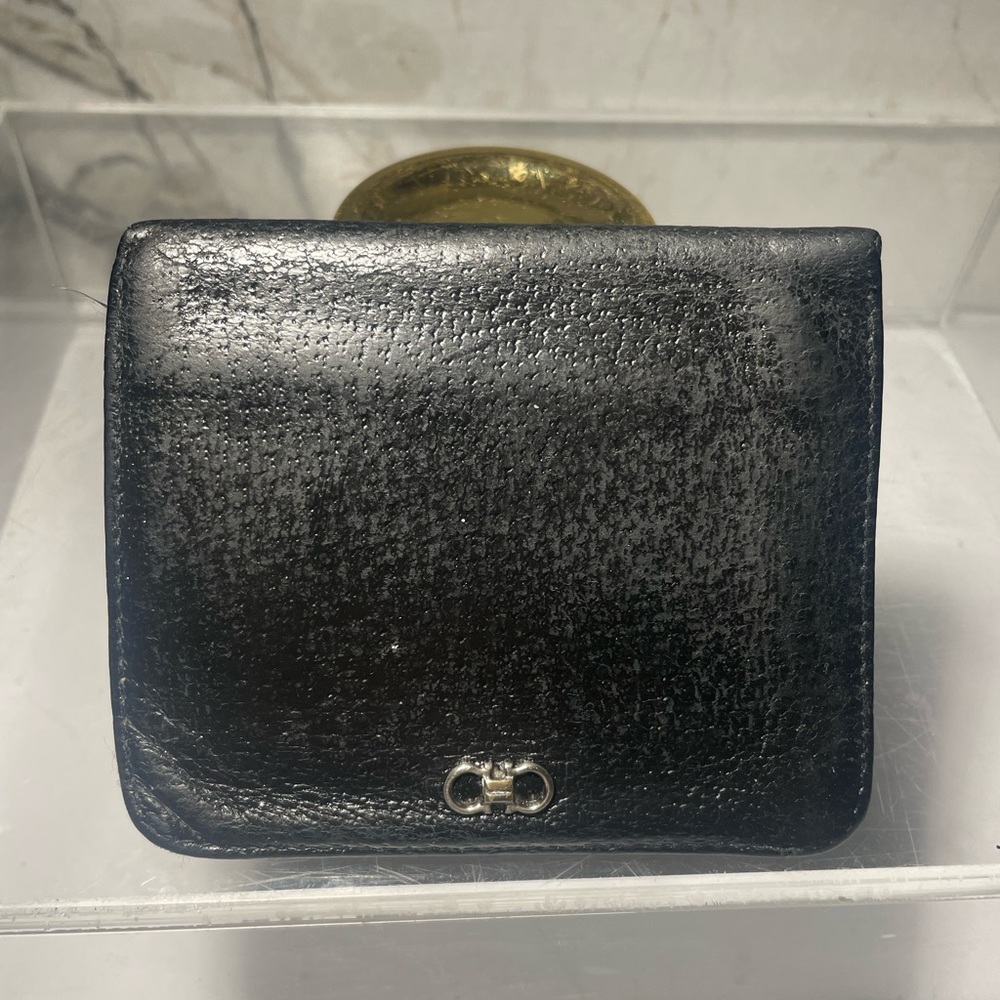 Salvatore ferragamo black wallets men leather made in italy